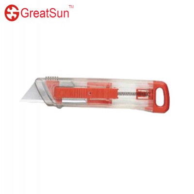 Auto Retractable Transparent Plastic Box Cutter Utility Knife-easy Self Loading Knife Heavy Duty Comfortable Handle Knife